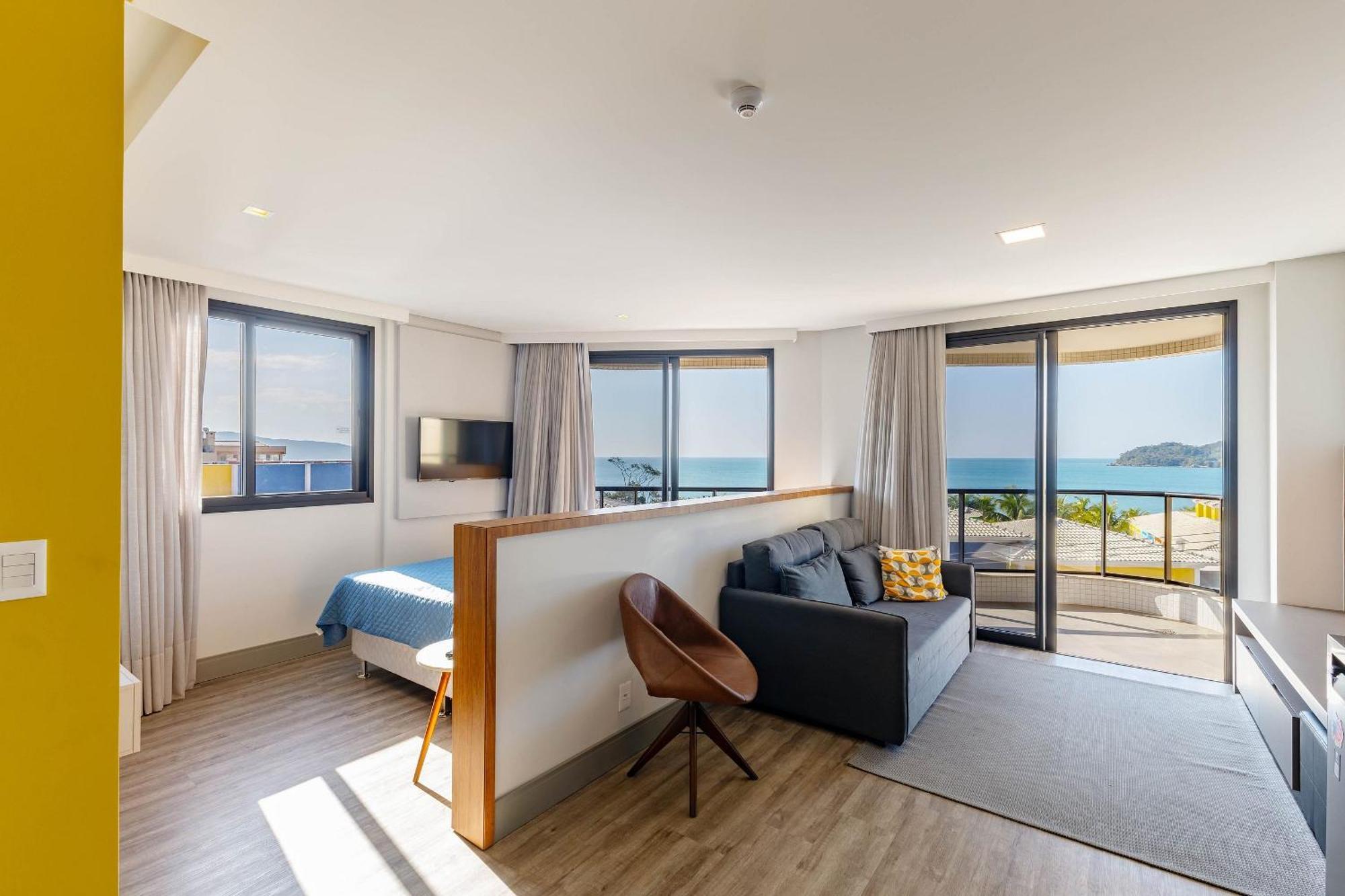 Confortavel Loft Com Vista Para O Mar - Condominio Com Piscina Bombinhas Eksteriør bilde